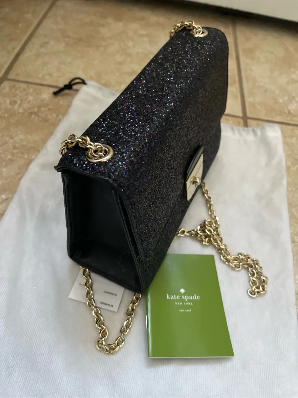 Kate Spade Sunset Lane Eden Glitter Crossbody Bag ✨ Black EUC